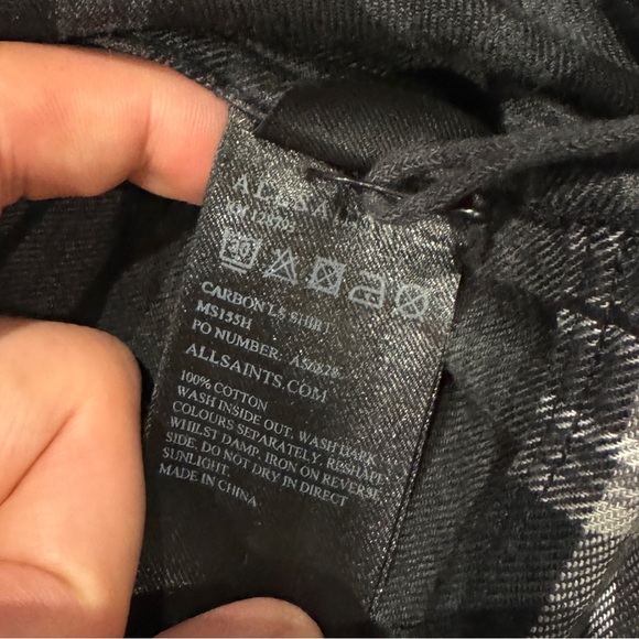 Allsaints Long-sleeve Flannel shirt grey/black Small - Picture 3 of 4